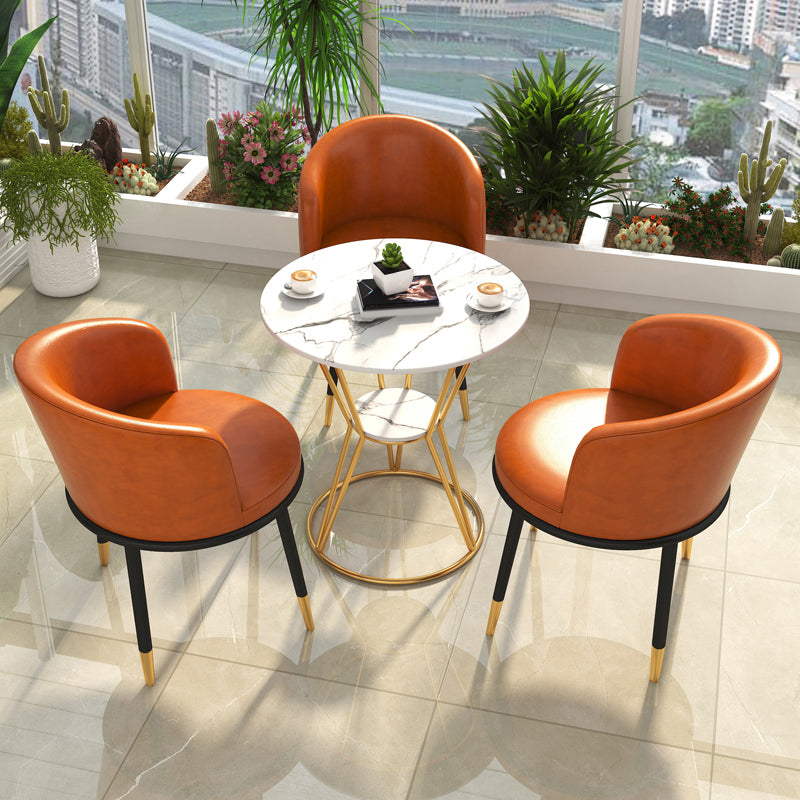 White Stone Top Dining Table Set 1/2/4 Pieces Modern Dinette Set