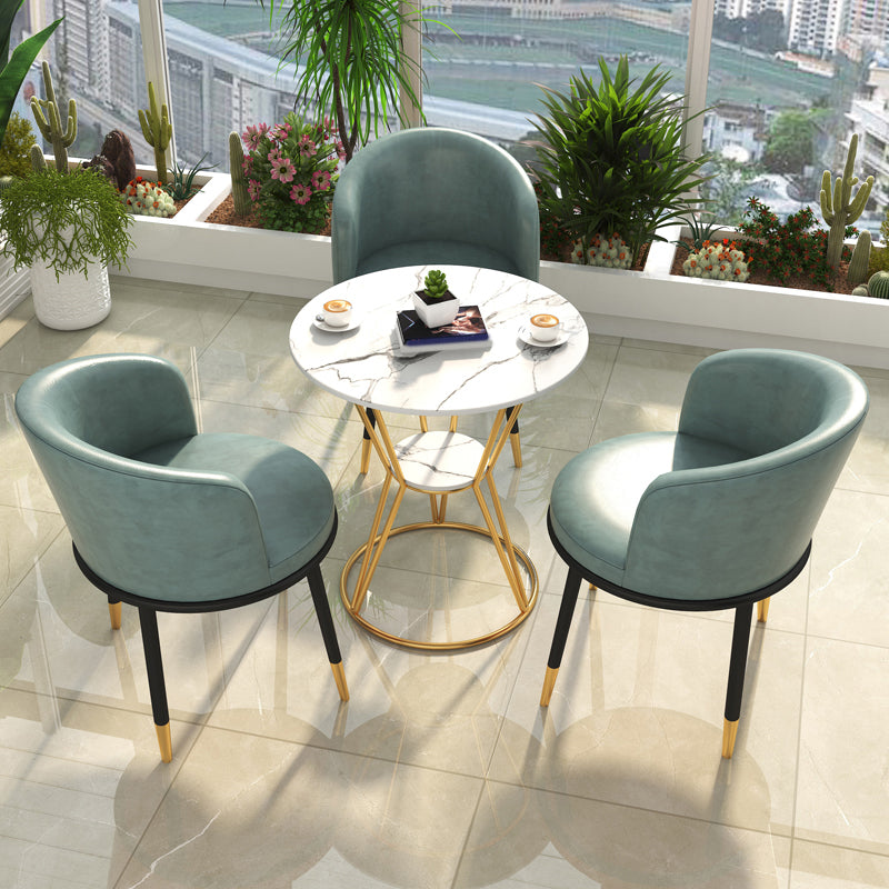 White Stone Top Dining Table Set 1/2/4 Pieces Modern Dinette Set