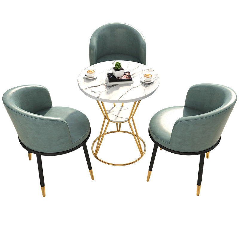 White Stone Top Dining Table Set 1/2/4 Pieces Modern Dinette Set