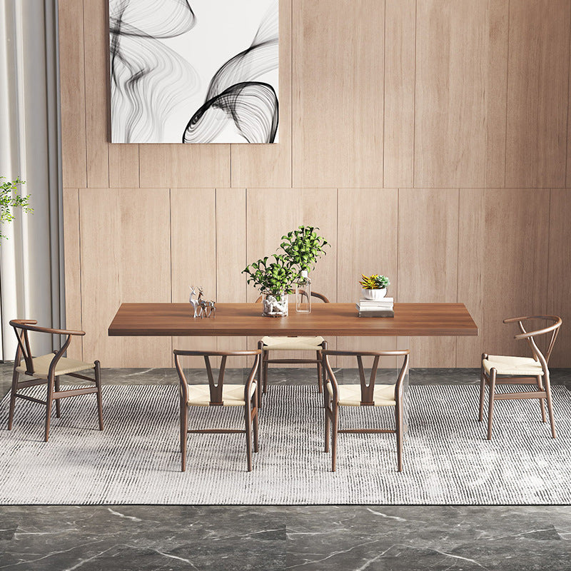 Modern Pine Wood Dining Set 1/4/6/7 Pieces Brown Dinette Set with Chairs