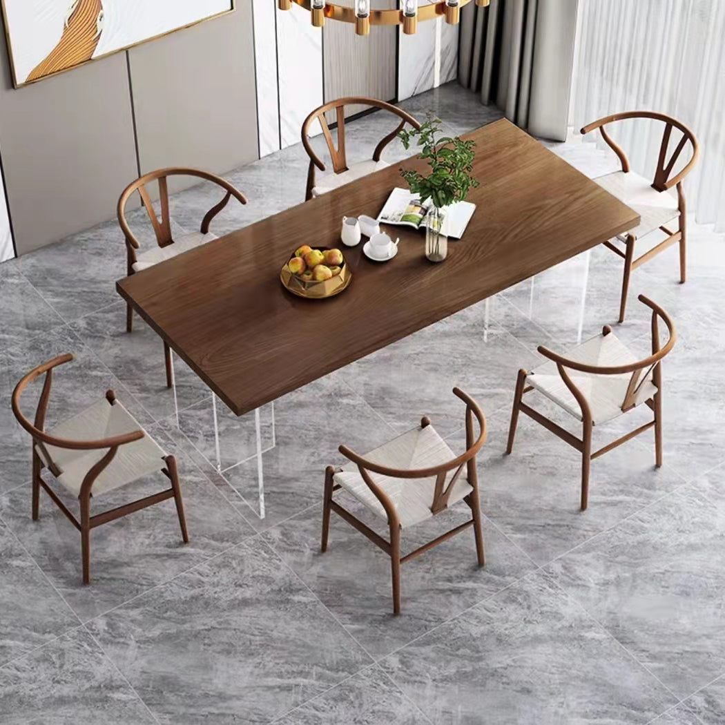 Modern Pine Wood Dining Set 1/4/6/7 Pieces Brown Dinette Set with Chairs