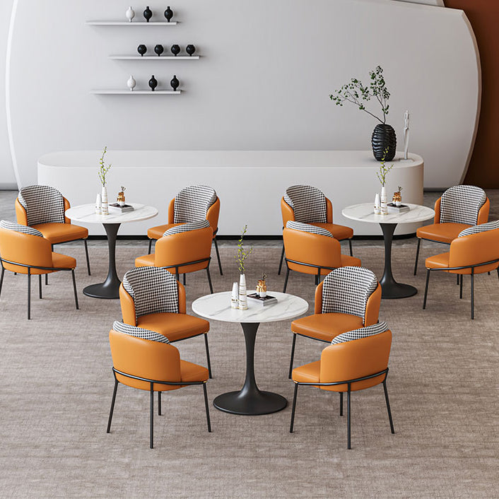 Round Dining Table Set with Metal Base 1/5 Pieces Modern Dinette Set for Kitchen