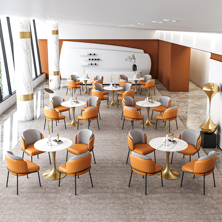 Round Dining Table Set with Metal Base 1/5 Pieces Modern Dinette Set for Kitchen