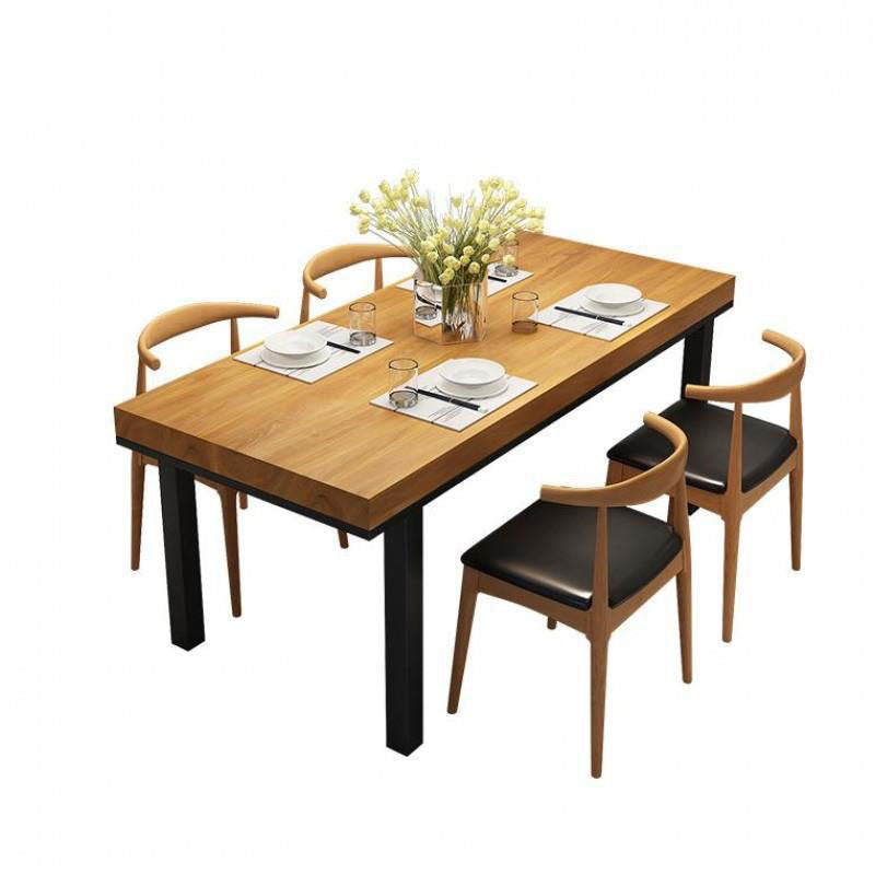 Modern 1/5 Pieces Dining Set Rectangle Wood Dining Table for Living Room