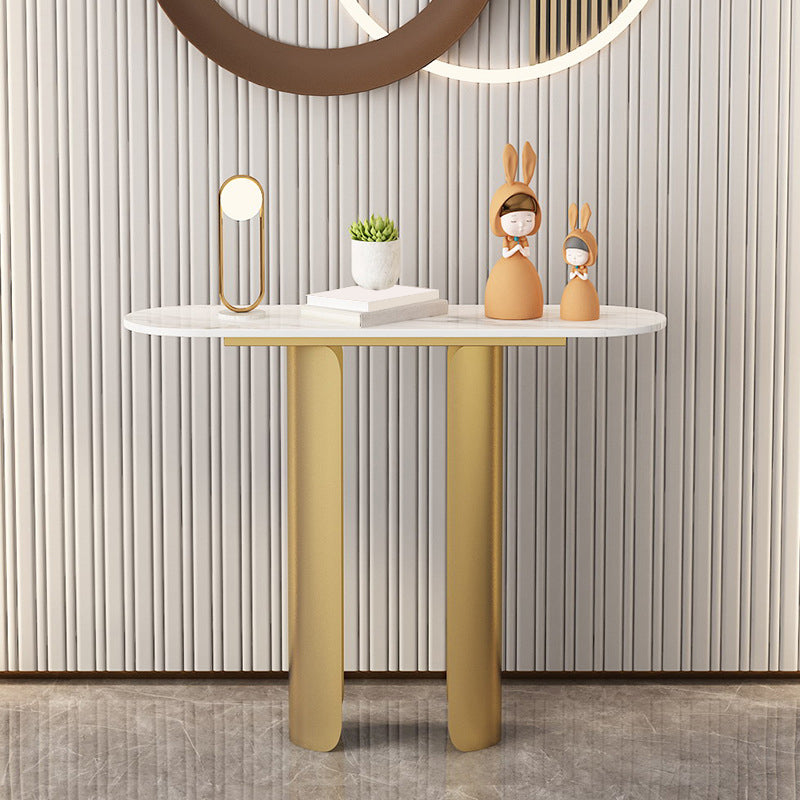 11.81" W Glam Console Accent Table Oval Antique Finish Console Sofa Table