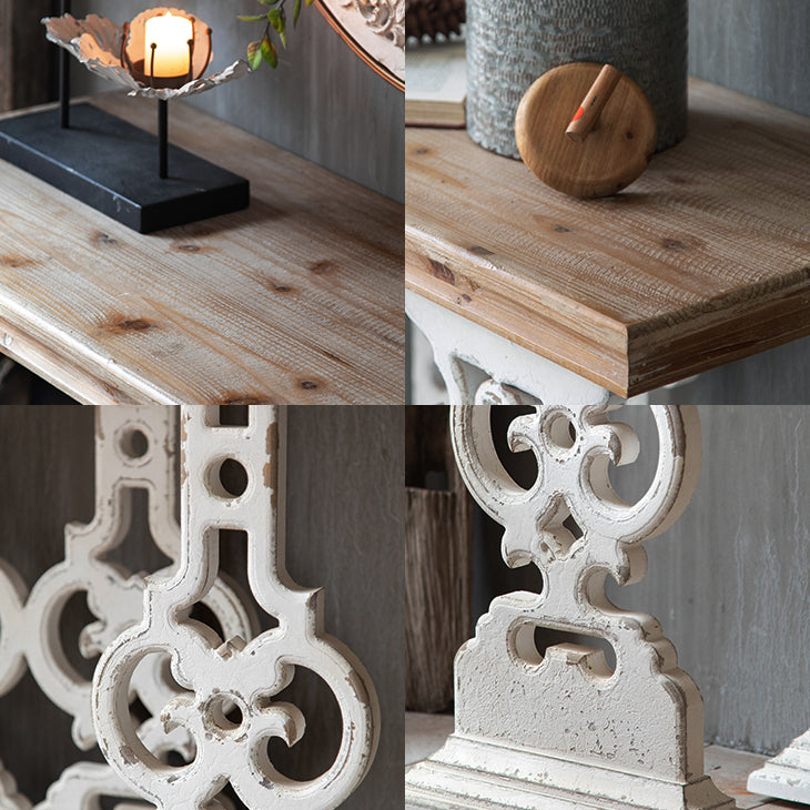 Wood Rectangle Console Table Distressed French Country Accent Table