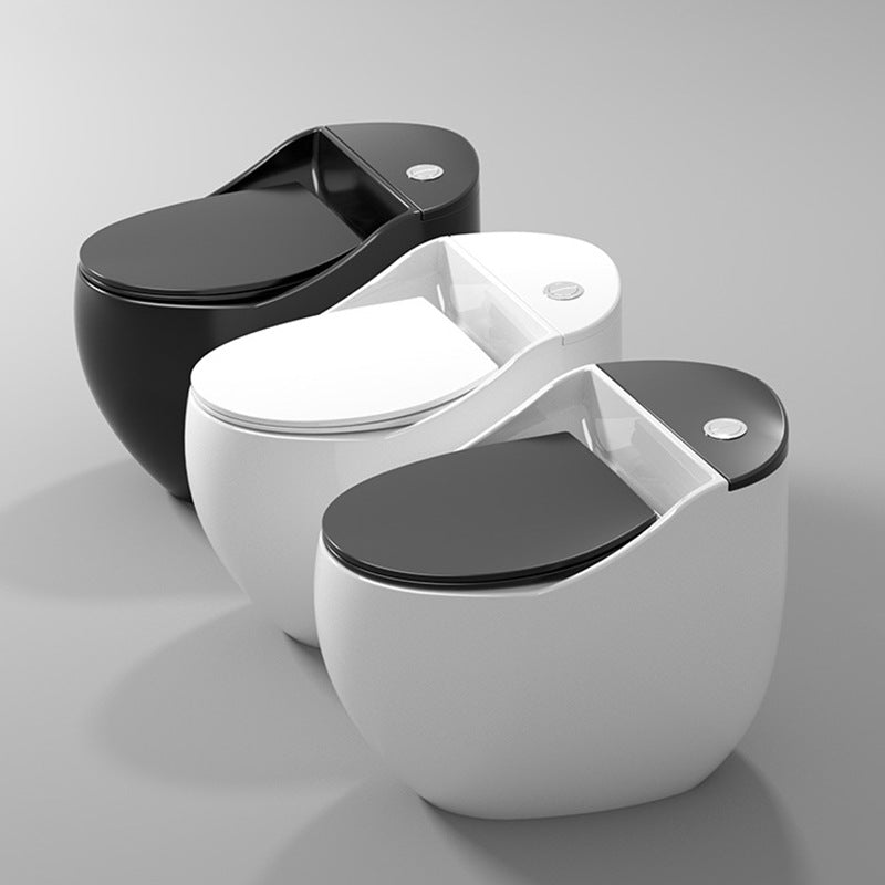 Round-Front Flush Toilet Ceramic Modern One-Piece Toilet with Slow Close Seat