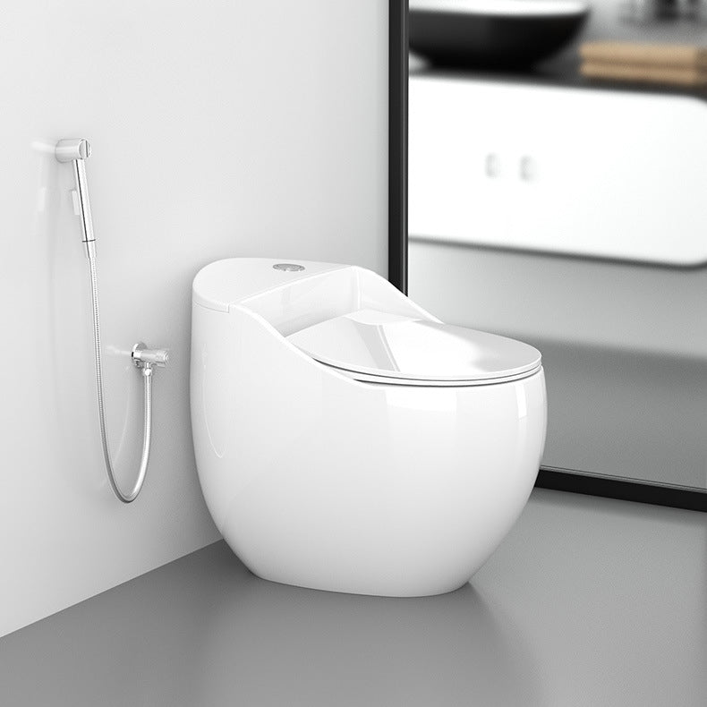 Round-Front Flush Toilet Ceramic Modern One-Piece Toilet with Slow Close Seat