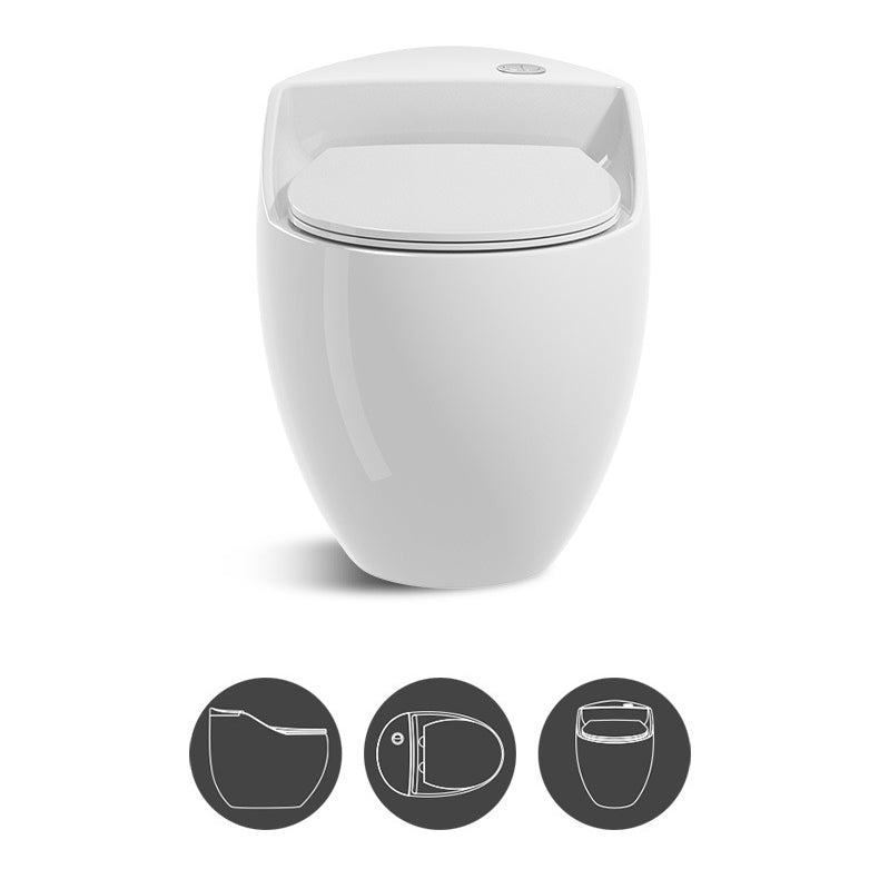 Round-Front Flush Toilet Ceramic Modern One-Piece Toilet with Slow Close Seat