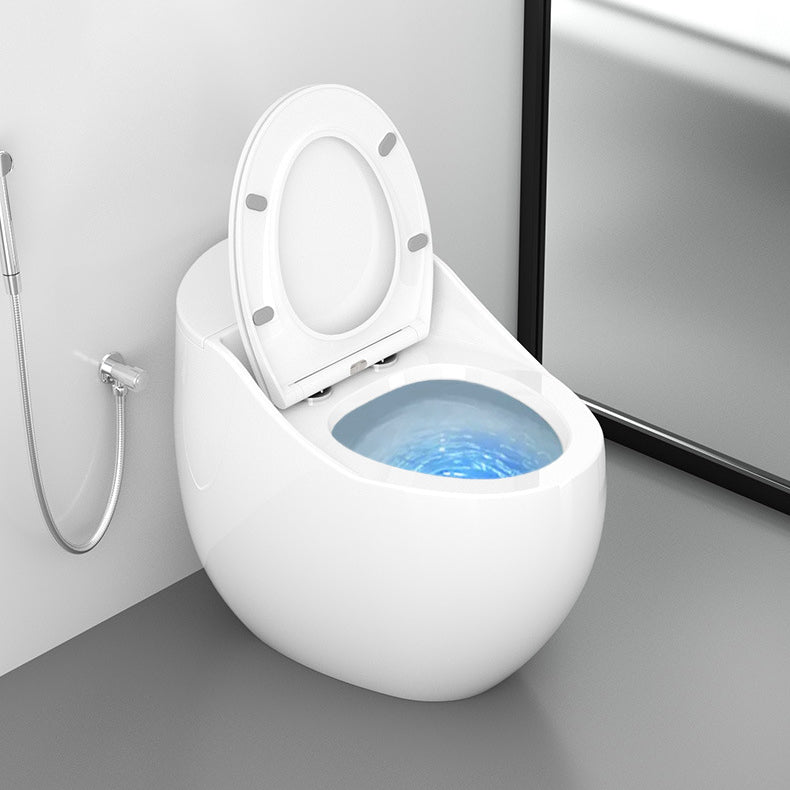 Round-Front Flush Toilet Ceramic Modern One-Piece Toilet with Slow Close Seat
