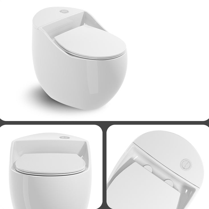 Round-Front Flush Toilet Ceramic Modern One-Piece Toilet with Slow Close Seat