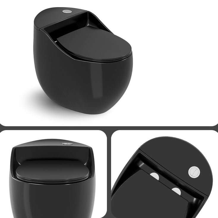 Round-Front Flush Toilet Ceramic Modern One-Piece Toilet with Slow Close Seat