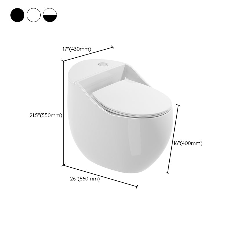 Round-Front Flush Toilet Ceramic Modern One-Piece Toilet with Slow Close Seat
