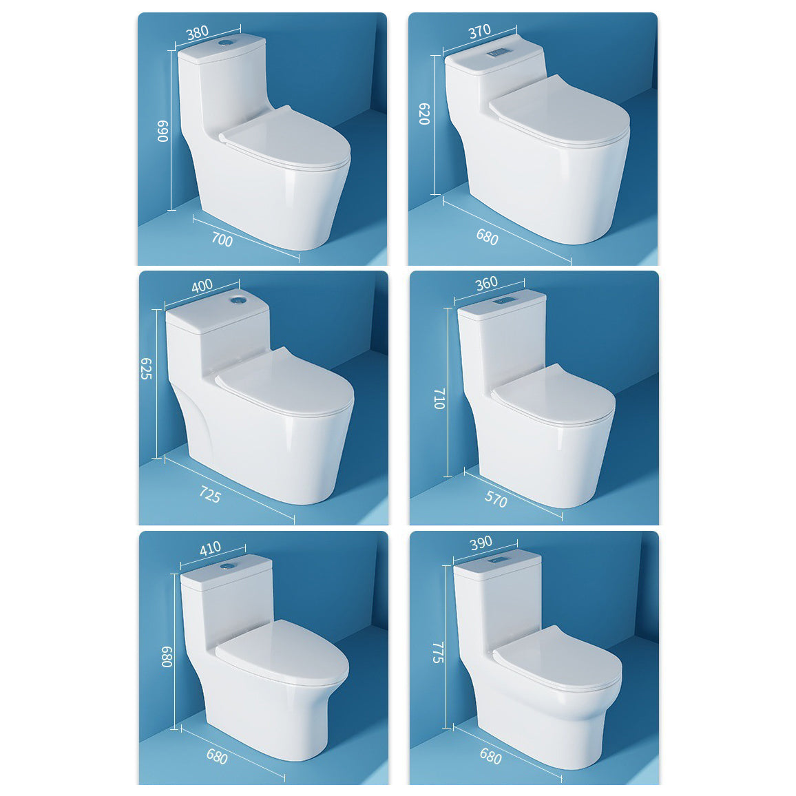 Contemporary One Piece Toilet Floor Mounted White Toilet Bowl for Washroom