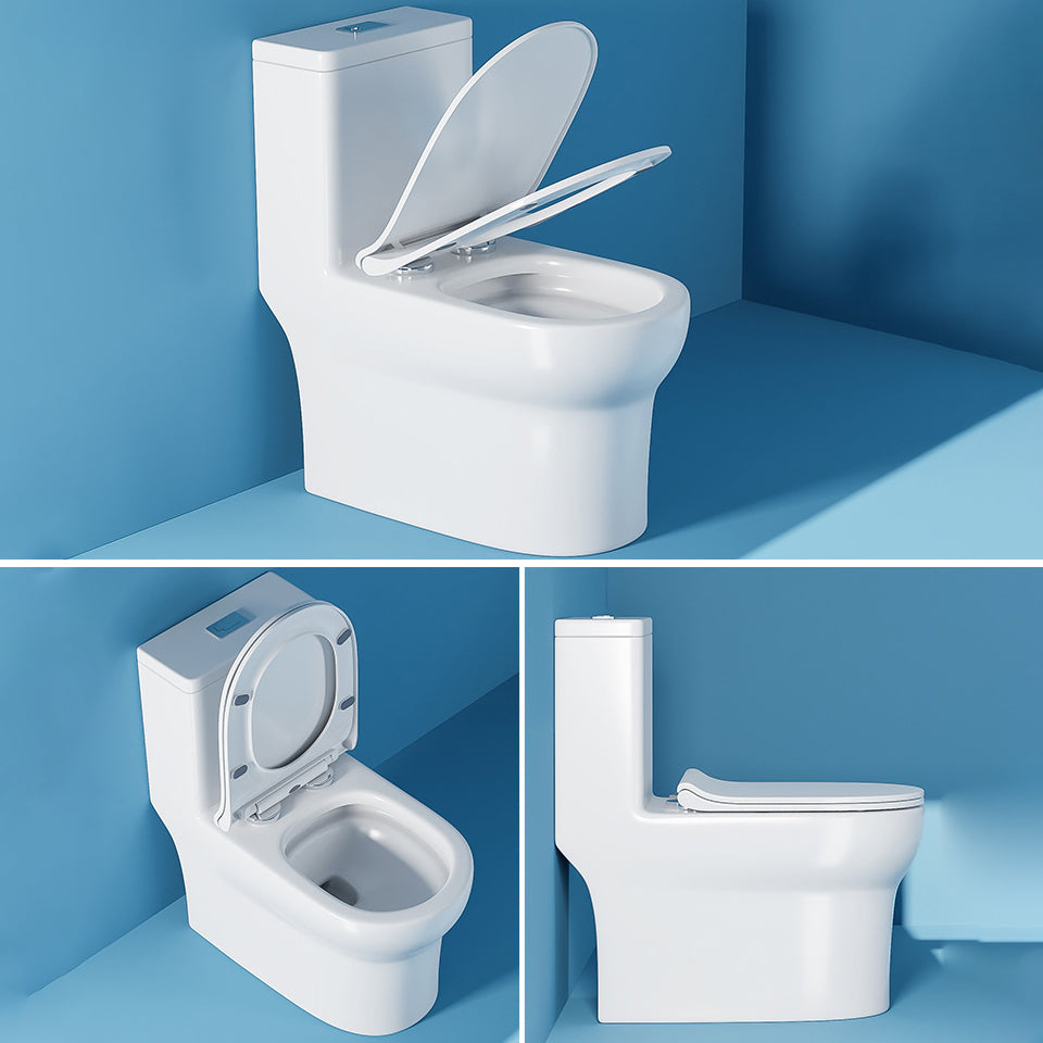 Contemporary One Piece Toilet Floor Mounted White Toilet Bowl for Washroom