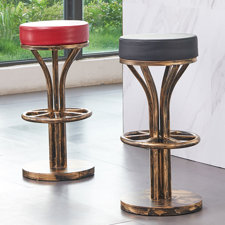 Industrial Style Counter Stool with Round Seat Metal Bar Stool