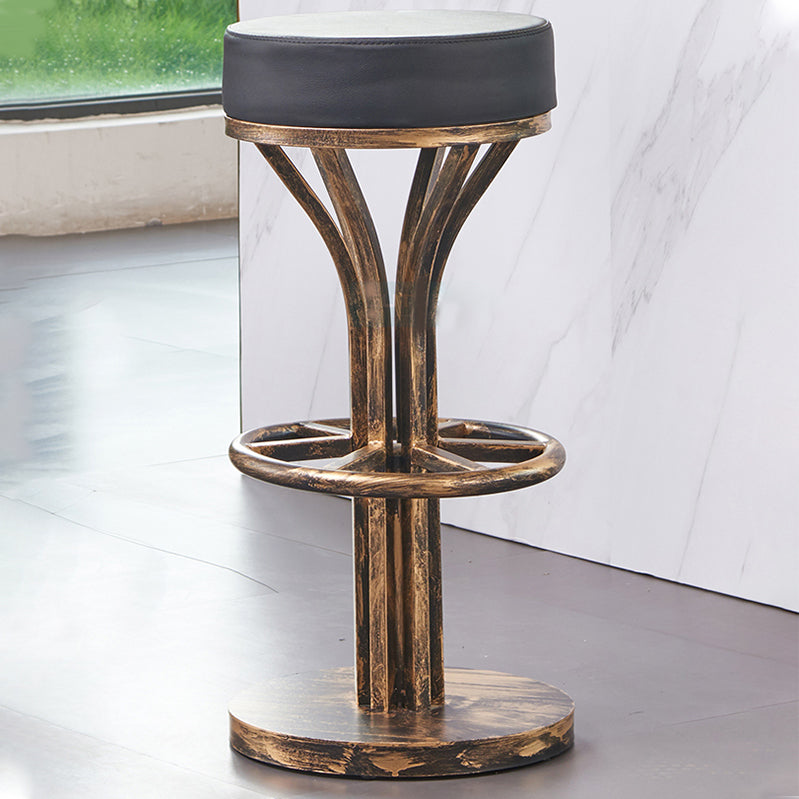 Industrial Style Counter Stool with Round Seat Metal Bar Stool