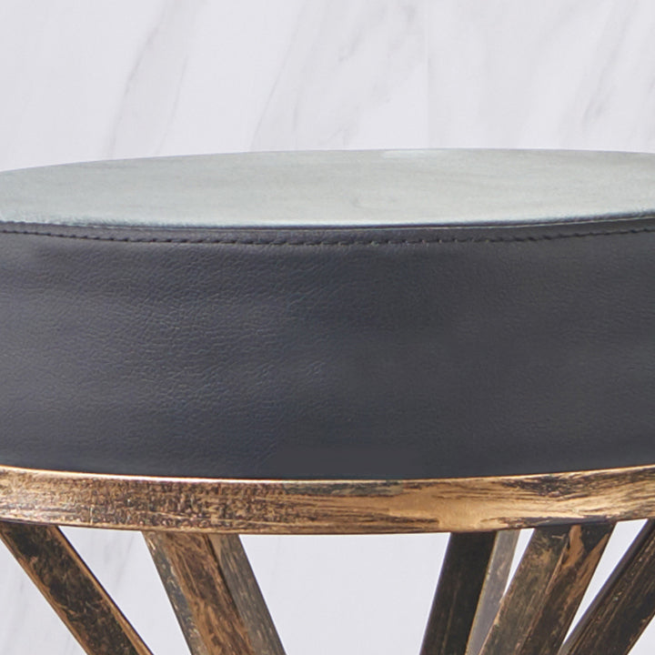 Industrial Style Counter Stool with Round Seat Metal Bar Stool
