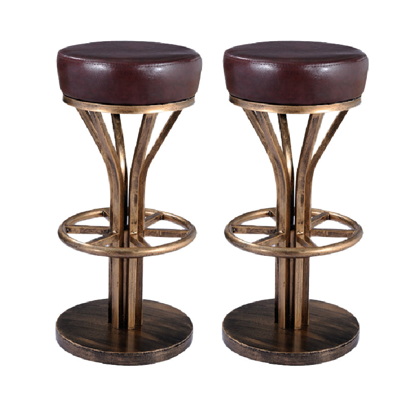 Industrial Style Counter Stool with Round Seat Metal Bar Stool