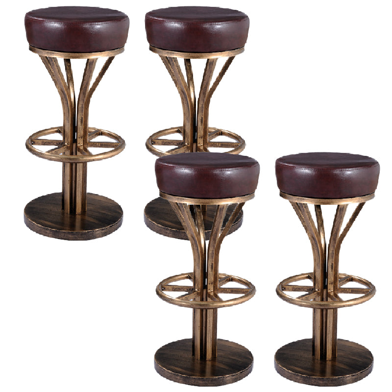 Industrial Style Counter Stool with Round Seat Metal Bar Stool