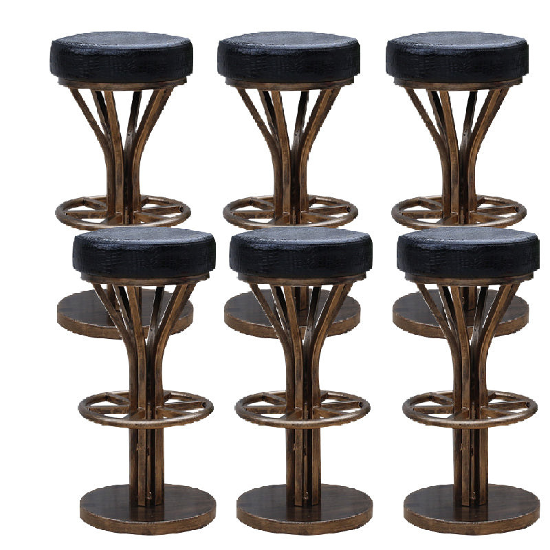 Industrial Style Counter Stool with Round Seat Metal Bar Stool