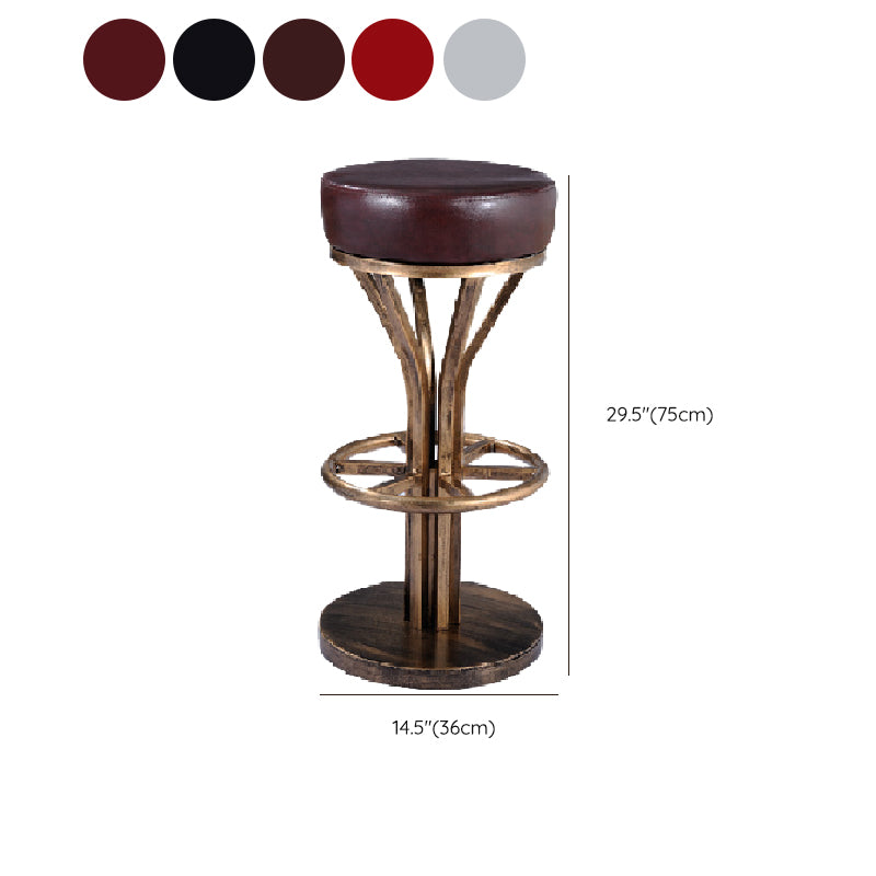 Industrial Style Counter Stool with Round Seat Metal Bar Stool