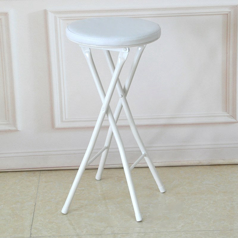 Modern Counter Chair Foldable Bistro Round Shape Cushion Chair with Metal 4 Legs