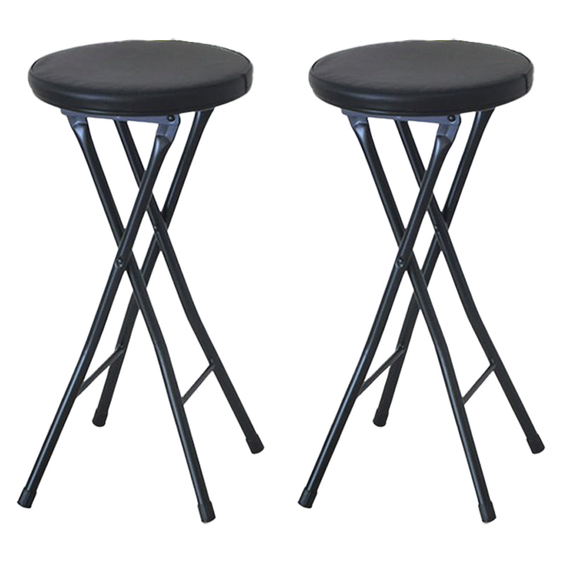 Modern Counter Chair Foldable Bistro Round Shape Cushion Chair with Metal 4 Legs