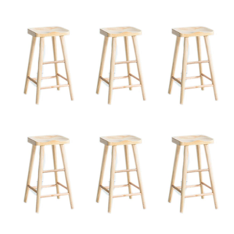 Contemporary Solid Wood Bar Stool Backless Bar Stool with Contoured Seat
