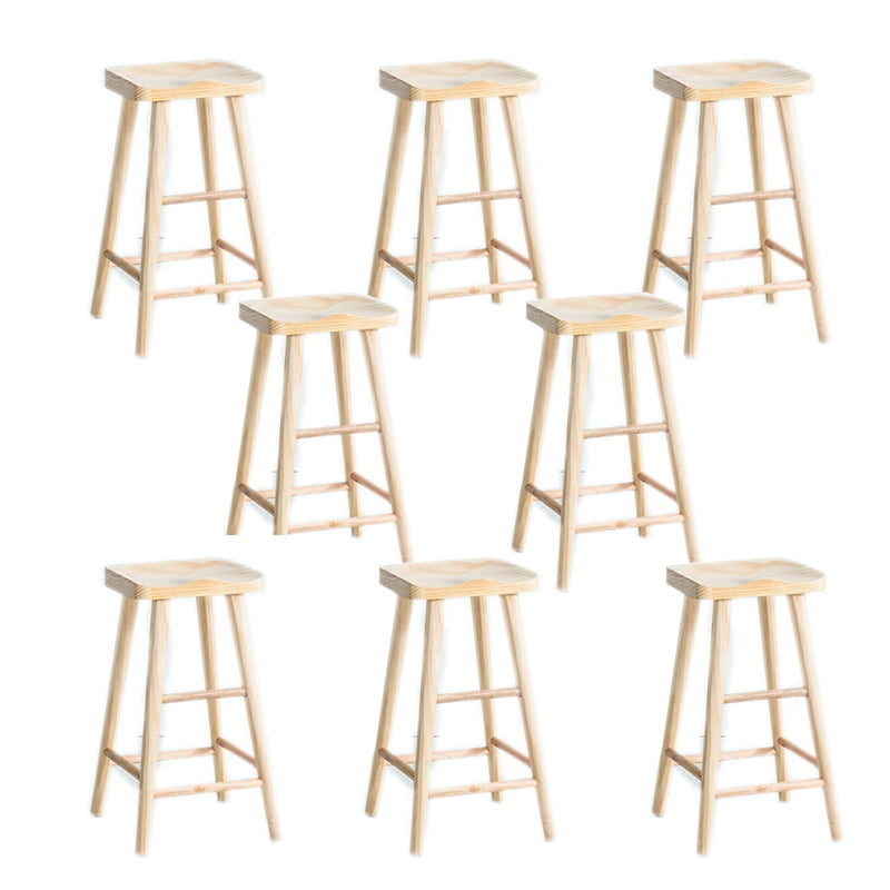 Contemporary Solid Wood Bar Stool Backless Bar Stool with Contoured Seat