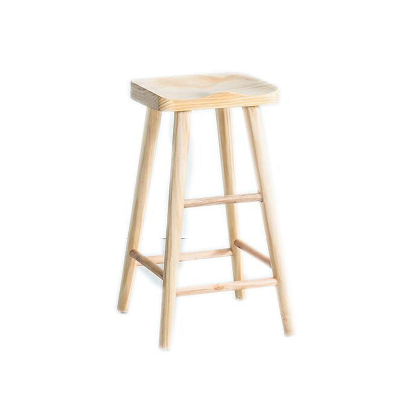 Contemporary Solid Wood Bar Stool Backless Bar Stool with Contoured Seat