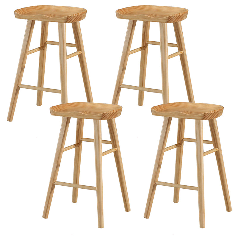 Contemporary Solid Wood Bar Stool Backless Bar Stool for Home Use