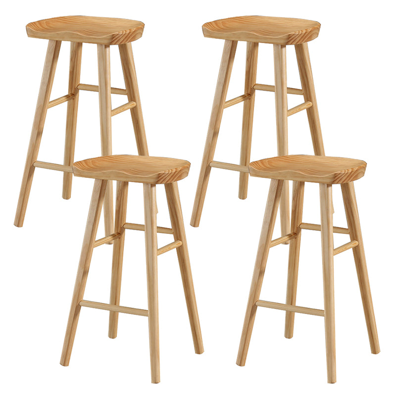 Contemporary Solid Wood Bar Stool Backless Bar Stool for Home Use
