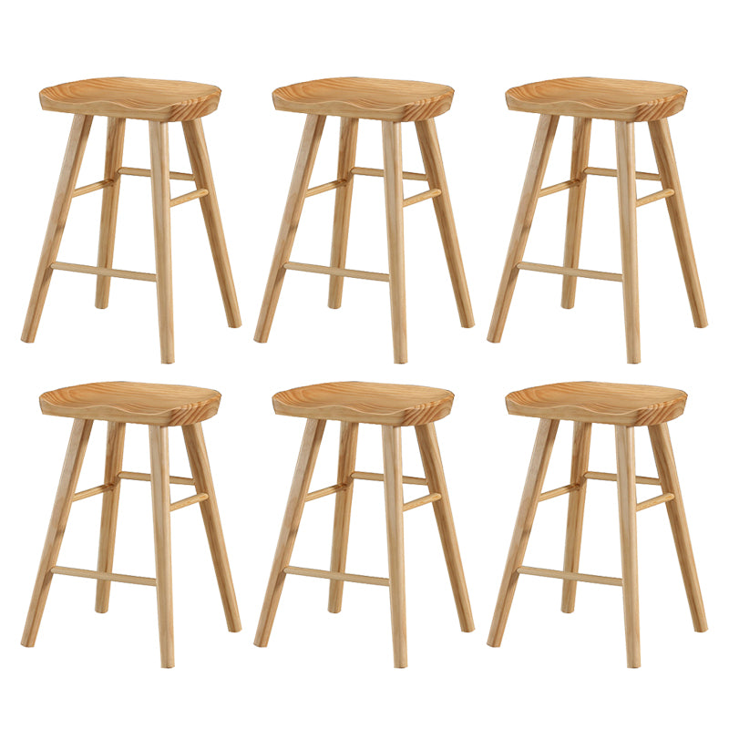 Contemporary Solid Wood Bar Stool Backless Bar Stool for Home Use