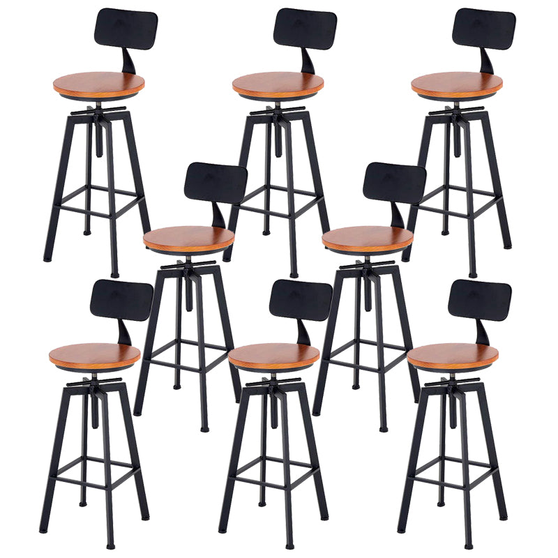 Industrial Adjustable Height Bar Stool Metal Counter-height Stool for Kitchen