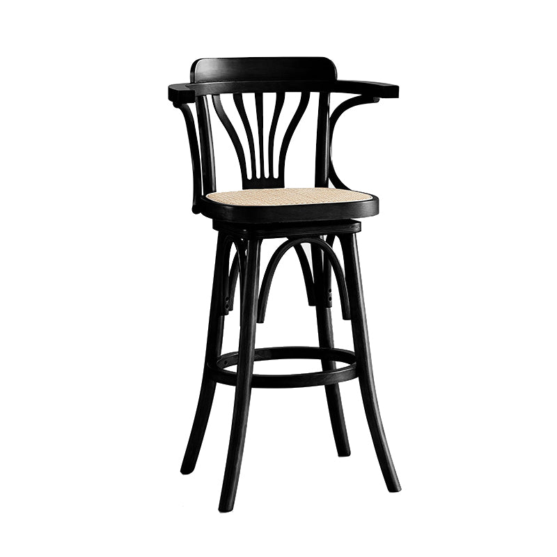Contemporary Wood Counter Stools Rattan Bar Stool for Home Use