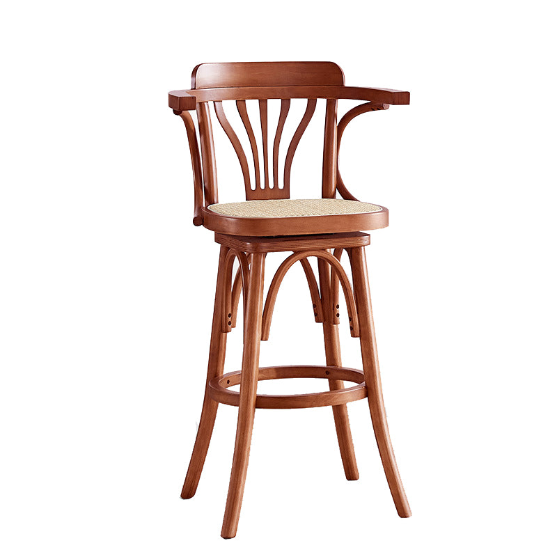 Contemporary Wood Counter Stools Rattan Bar Stool for Home Use