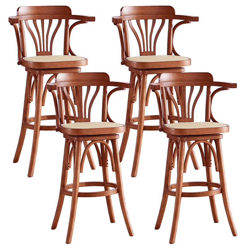 Contemporary Wood Counter Stools Rattan Bar Stool for Home Use