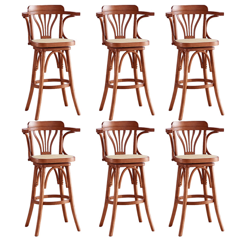 Contemporary Wood Counter Stools Rattan Bar Stool for Home Use