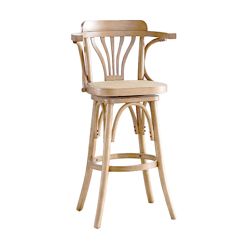 Contemporary Wood Counter Stools Rattan Bar Stool for Home Use