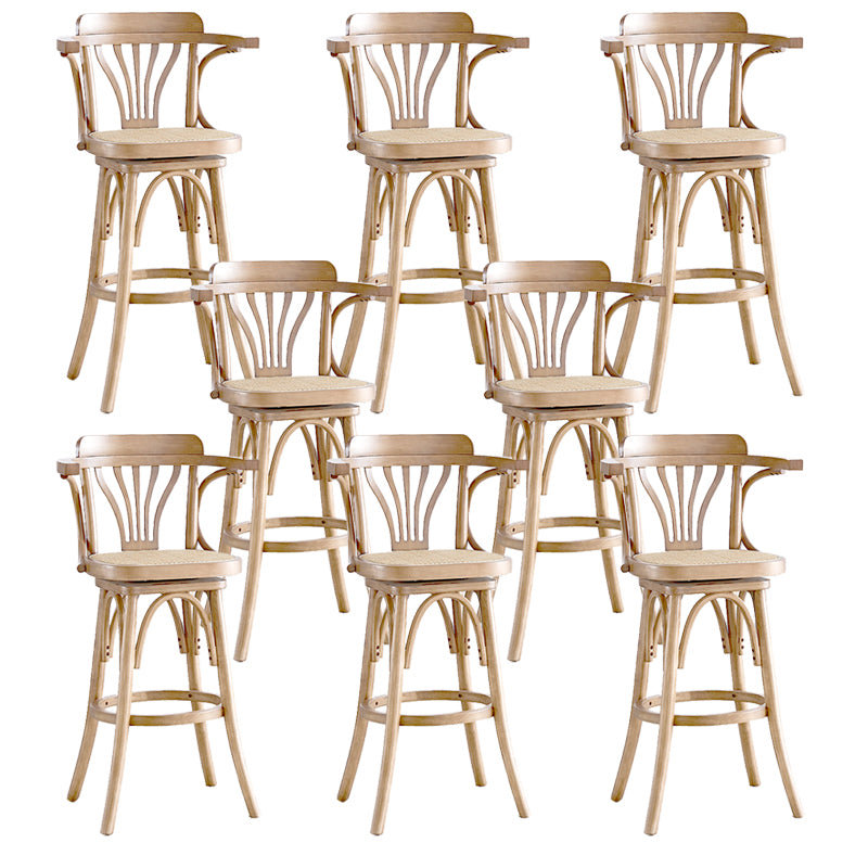Contemporary Wood Counter Stools Rattan Bar Stool for Home Use