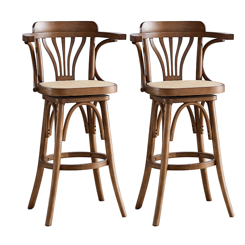 Contemporary Wood Counter Stools Rattan Bar Stool for Home Use