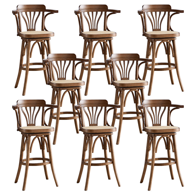 Contemporary Wood Counter Stools Rattan Bar Stool for Home Use