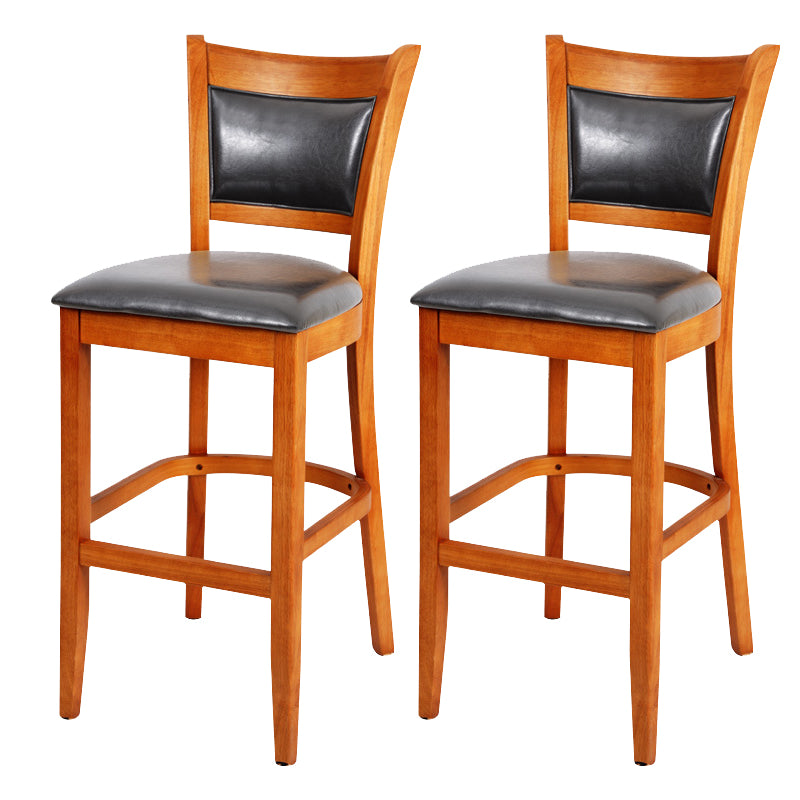 Industrial Solid Wood Counter Stool Faux Leather Counter Height Stools for Home Use
