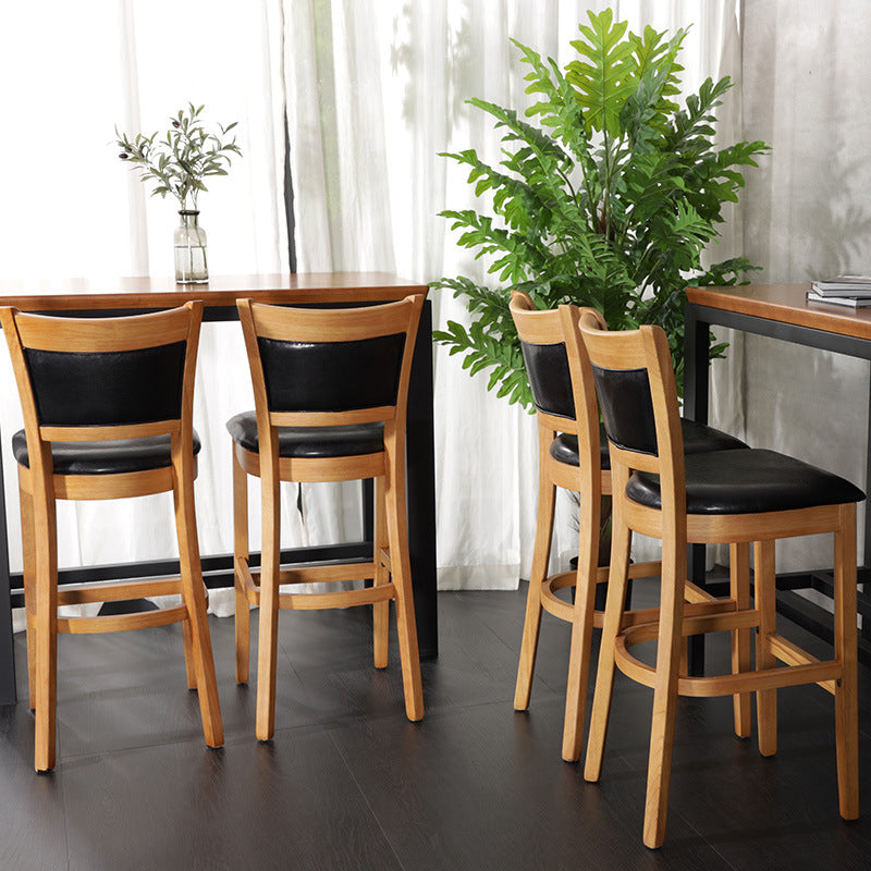 Industrial Solid Wood Counter Stool Faux Leather Counter Height Stools for Home Use
