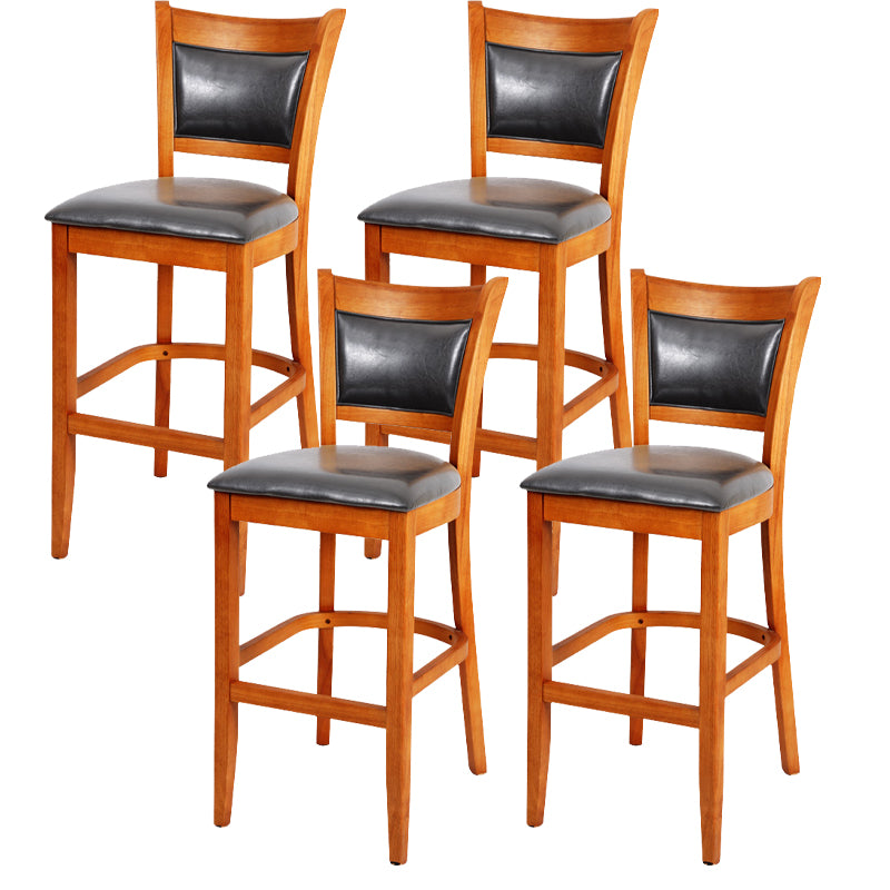 Industrial Solid Wood Counter Stool Faux Leather Counter Height Stools for Home Use