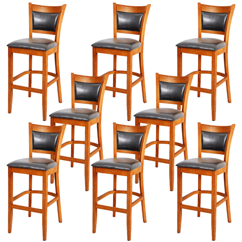 Industrial Solid Wood Counter Stool Faux Leather Counter Height Stools for Home Use