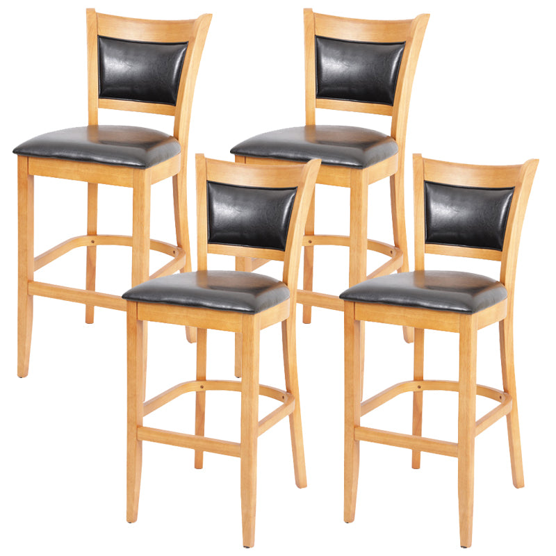 Industrial Solid Wood Counter Stool Faux Leather Counter Height Stools for Home Use