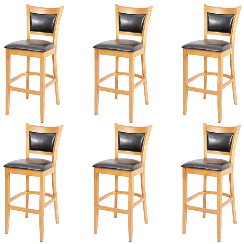 Industrial Solid Wood Counter Stool Faux Leather Counter Height Stools for Home Use