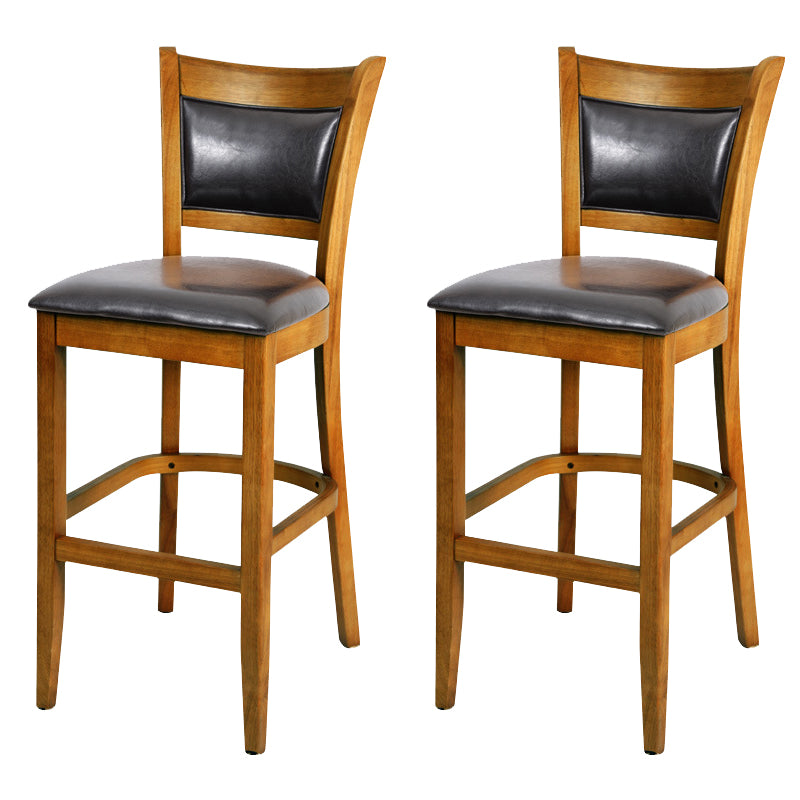 Industrial Solid Wood Counter Stool Faux Leather Counter Height Stools for Home Use